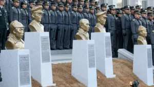 Fennmarad Gen. Hong Beom-do Büstje a Katonai Akadémián